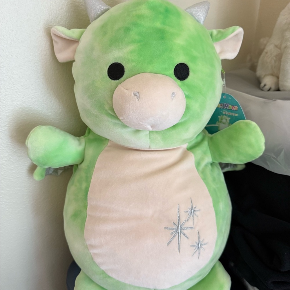 Green and Cream Plush Dragon Toy